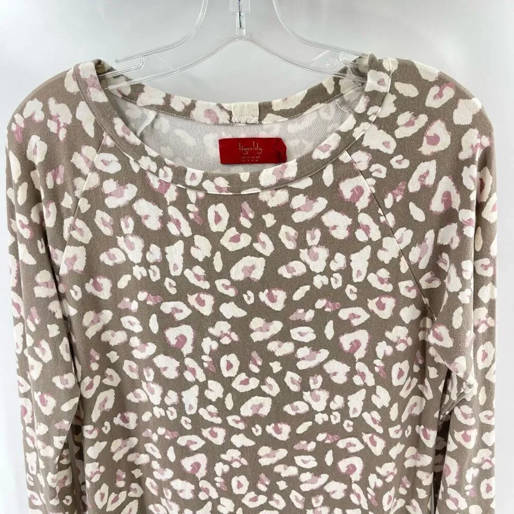 Tigerlily stretch cotton modal leopard print animal tunic mini dress sweatshirt